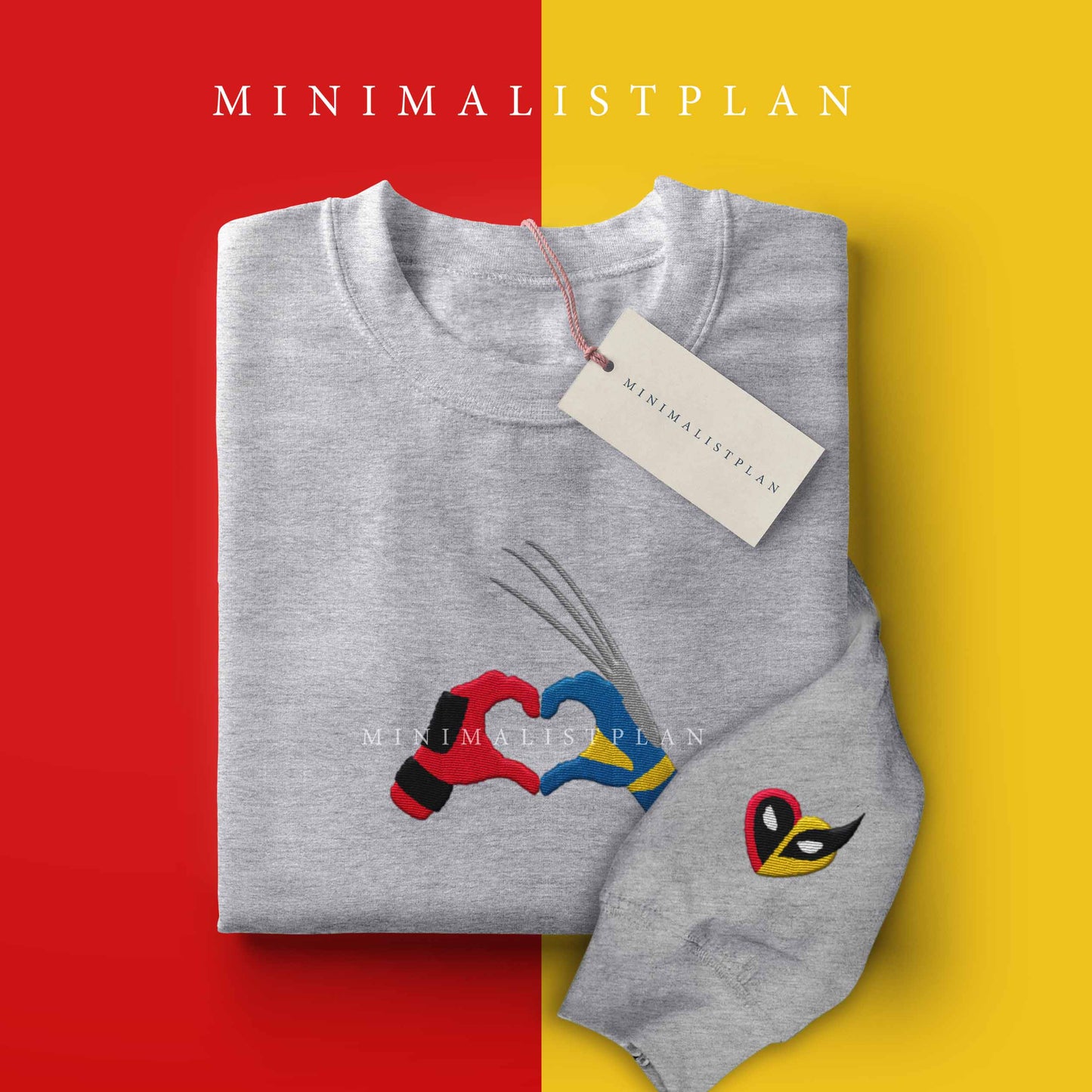 Embroidered Deadpool Wolverine LOVE | Left sleeve Unisex Sweatshirt