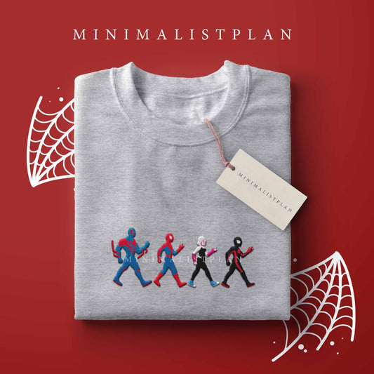 Embroidered Spiderverse on Abbey Road | Miles Morales Spiderman 2099 Spider Gwen Unisex Sweatshirt