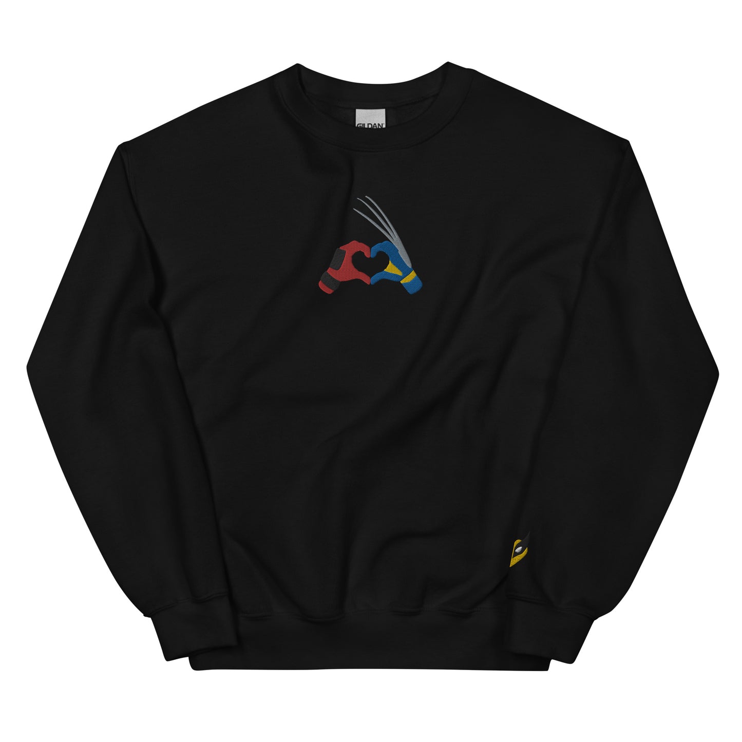 Embroidered Deadpool Wolverine LOVE | Left sleeve Unisex Sweatshirt