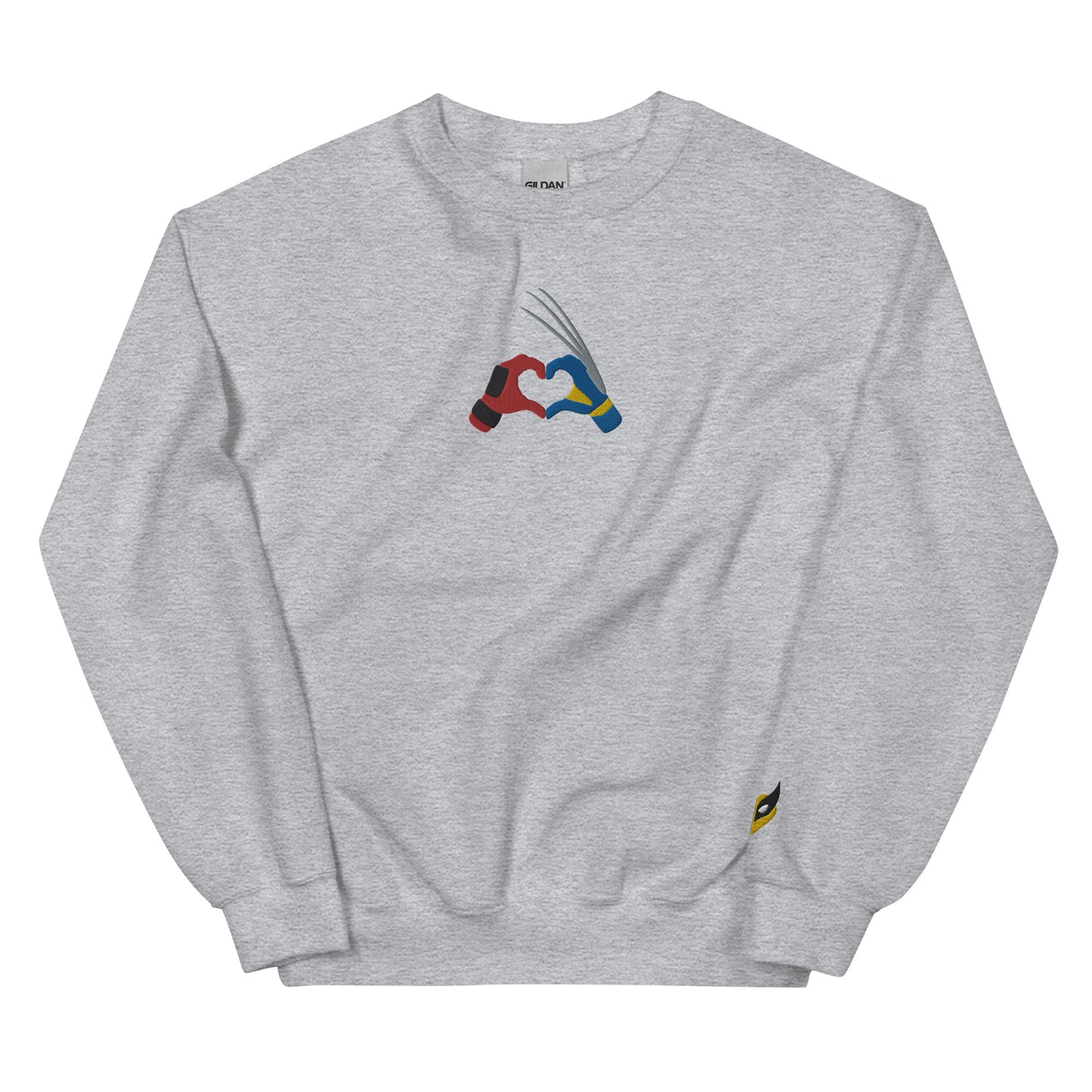 Embroidered Deadpool Wolverine LOVE | Left sleeve Unisex Sweatshirt