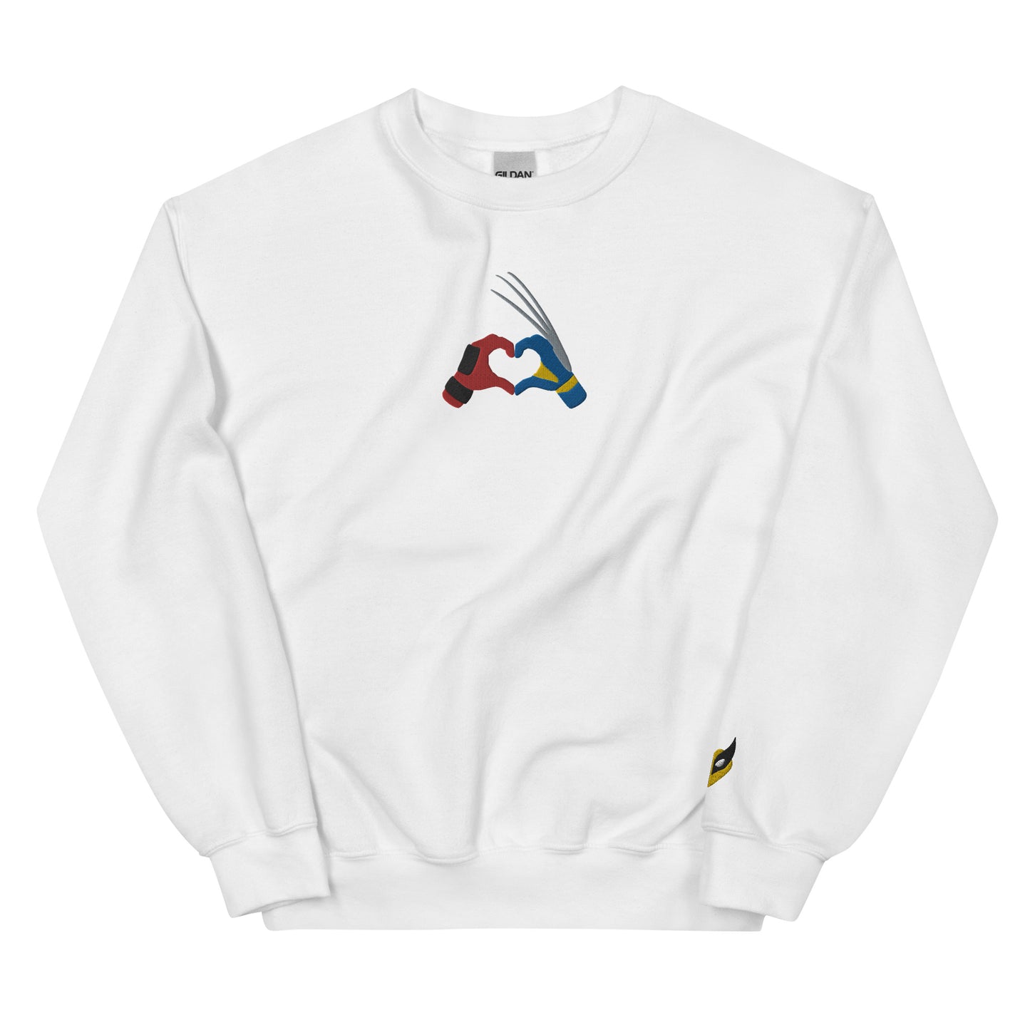 Embroidered Deadpool Wolverine LOVE | Left sleeve Unisex Sweatshirt