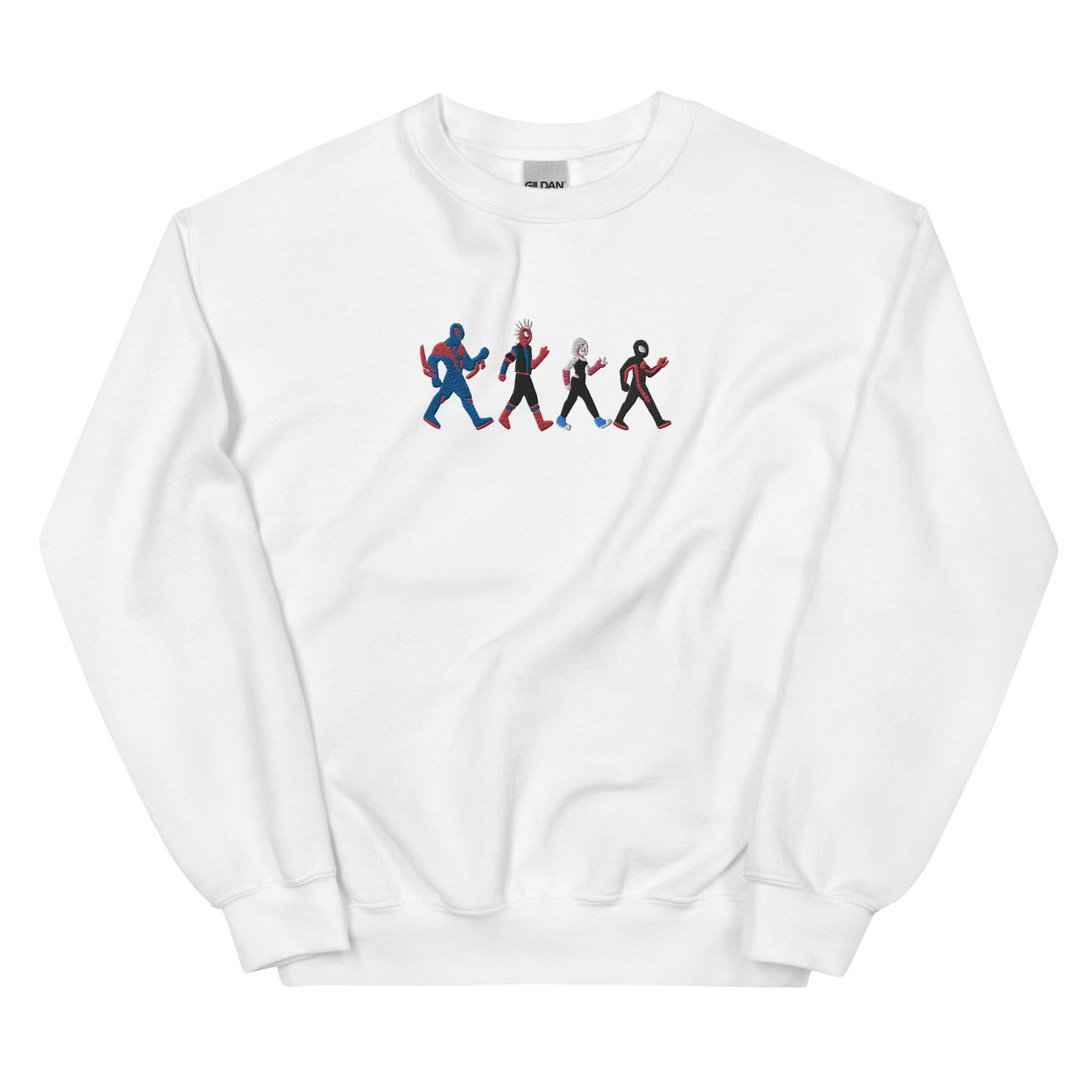 Embroidered Spiderverse on Abbey Road | Miles Morales Spiderman 2099 Spider Gwen Spider Punk Unisex Sweatshirt